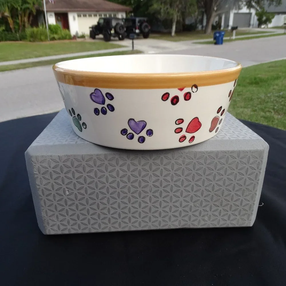 Tabletops Gallery Pawprints Pet Bowl 7